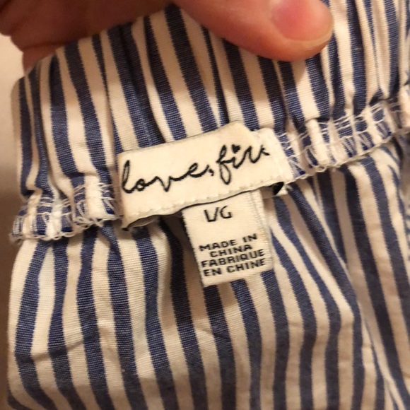 Navy Striped Off the Shoulder Top - Picture 4 of 5